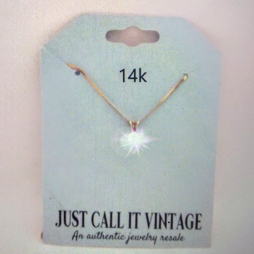 14k solid gold necklace with a brilliant cut CZ